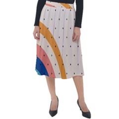 Abstract Geometric Bauhaus Polka Dots Retro Memphis Rainbow Classic Velour Midi Skirt  by Maspions