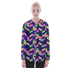 Background Pattern Geometric Pink Yellow Green Womens Long Sleeve Shirt