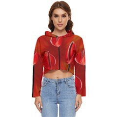 Flowers Red Women s Lightweight Cropped Hoodie by Askadina