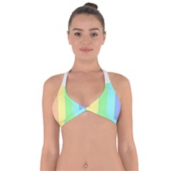 Rainbow Cloud Background Pastel Template Multi Coloured Abstract Halter Neck Bikini Top by Maspions