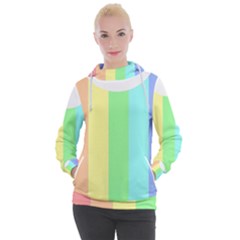 Rainbow Cloud Background Pastel Template Multi Coloured Abstract Women s Hooded Pullover