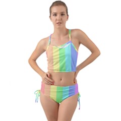 Rainbow Cloud Background Pastel Template Multi Coloured Abstract Mini Tank Bikini Set by Maspions