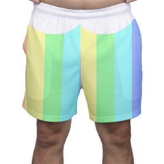 Rainbow Cloud Background Pastel Template Multi Coloured Abstract Men s Shorts by Maspions