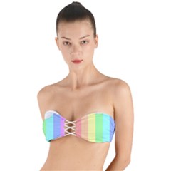 Rainbow Cloud Background Pastel Template Multi Coloured Abstract Twist Bandeau Bikini Top by Maspions