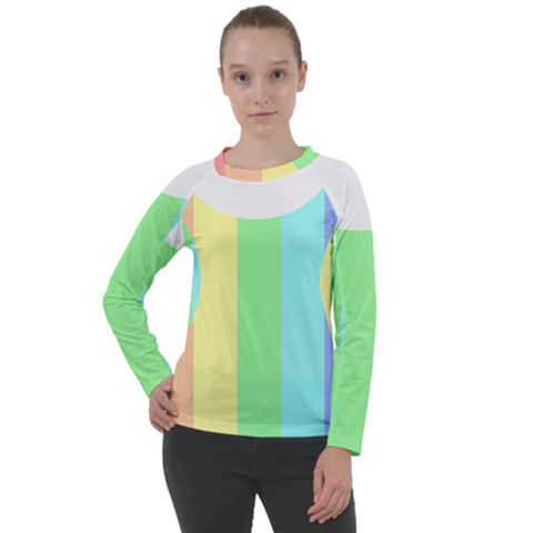 Rainbow Cloud Background Pastel Template Multi Coloured Abstract Women s Long Sleeve Raglan T-shirt by Maspions