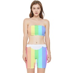 Rainbow Cloud Background Pastel Template Multi Coloured Abstract Stretch Shorts And Tube Top Set by Maspions