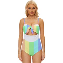 Rainbow Cloud Background Pastel Template Multi Coloured Abstract Knot Front One-piece Swimsuit by Maspions