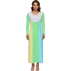 Rainbow Cloud Background Pastel Template Multi Coloured Abstract Long Sleeve Longline Maxi Dress by Maspions