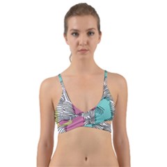 Lines Line Art Pastel Abstract Multicoloured Surfaces Art Wrap Around Bikini Top by Maspions