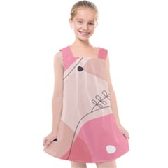 Pink Pattern Line Art Texture Minimalist Design Kids  Cross Back Dress