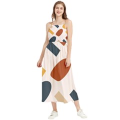 Boho Bohemian Style Design Minimalist Aesthetic Pattern Art Shapes Lines Boho Sleeveless Summer Dress