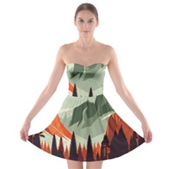 Mountain Travel Canyon Nature Tree Wood Strapless Bra Top Dress by Maspions