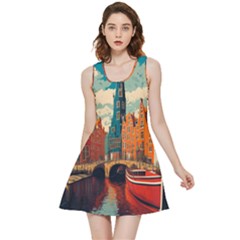 London England Bridge Europe Buildings Architecture Vintage Retro Town City Inside Out Reversible Sleeveless Dress by Maspions