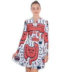 Health Gut Health Intestines Colon Body Liver Human Lung Junk Food Pizza Long Sleeve Panel Dress