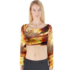 Wave Art Mood Water Sea Beach Long Sleeve Crop Top