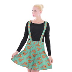 Cute Fish Underwater Sea Ocean Nature Aquarium Goldfish Marine Water Suspender Skater Skirt by Bedest