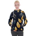 Gold Yellow Leaves Fauna Dark Background Dark Black Background Black Nature Forest Texture Wall Wall Women s Hooded Pullover View1