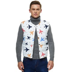 Airplane Pattern Plane Aircraft Fabric Style Simple Seamless Men s Button Up Puffer Vest	 by Bedest