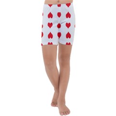 Heart Red Love Valentines Day Kids  Lightweight Velour Capri Yoga Leggings by Bajindul