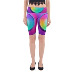 Circle Colorful Rainbow Spectrum Button Gradient Psychedelic Art Yoga Cropped Leggings