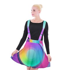 Circle Colorful Rainbow Spectrum Button Gradient Psychedelic Art Suspender Skater Skirt