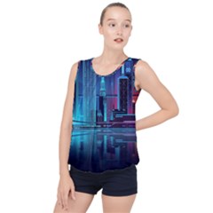 Digital Art Artwork Illustration Vector Buiding City Bubble Hem Chiffon Tank Top