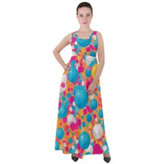 Circles Art Seamless Repeat Bright Colors Colorful Empire Waist Velour Maxi Dress