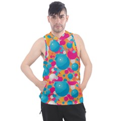 Circles Art Seamless Repeat Bright Colors Colorful Men s Sleeveless Hoodie