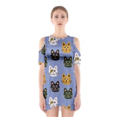 Cat Cat Background Animals Little Cat Pets Kittens Shoulder Cutout One Piece Dress