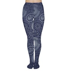 Blue Paisley Texture, Blue Paisley Ornament Tights by nateshop