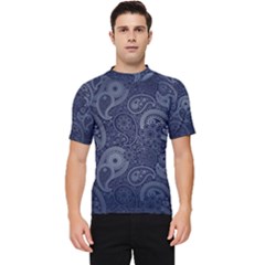 Blue Paisley Texture, Blue Paisley Ornament Men s Short Sleeve Rash Guard by nateshop