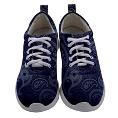 Blue Paisley Texture, Blue Paisley Ornament Women Athletic Shoes