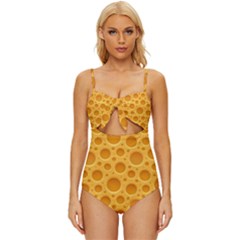 Cheese Texture Food Textures Knot Front One-piece Swimsuit by nateshop