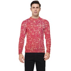 Chinese Hieroglyphs Patterns, Chinese Ornaments, Red Chinese Men s Long Sleeve Rash Guard by nateshop