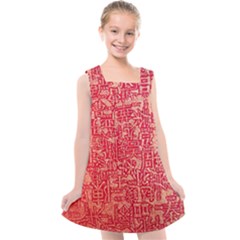 Chinese Hieroglyphs Patterns, Chinese Ornaments, Red Chinese Kids  Cross Back Dress by nateshop