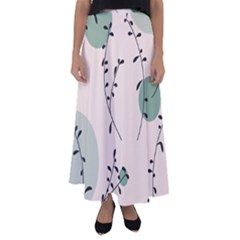 Plants Pattern Design Branches Branch Leaves Botanical Boho Bohemian Texture Drawing Circles Nature Flared Maxi Skirt by Maspions