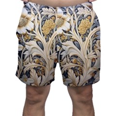 Flower Floral Pattern Floral Digital Spring Flora Botanical Blossom Bloom Vintage Men s Shorts by Maspions