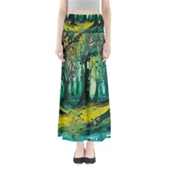 Trees Forest Mystical Forest Nature Junk Journal Landscape Nature Full Length Maxi Skirt by Maspions