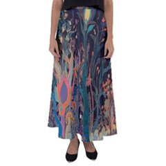 Trees Forest Mystical Forest Nature Junk Journal Landscape Flared Maxi Skirt