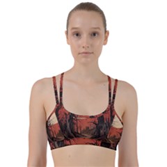 Comic Gothic Macabre Vampire Haunted Red Sky Line Them Up Sports Bra by Maspions