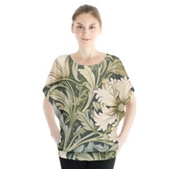 Flower Floral Pattern Floral Digital Paper Spring Flora Botanical Blossom Bloom Vintage Art Batwing Chiffon Blouse