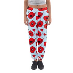 Poppies Flowers Red Seamless Pattern Women s Jogger Sweatpants