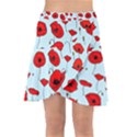 Poppies Flowers Red Seamless Pattern Wrap Front Skirt View1