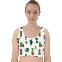 Cactus Plants Background Pattern Seamless Velvet Racer Back Crop Top