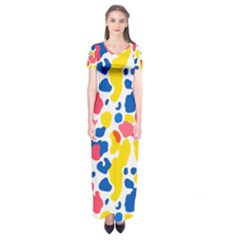 Colored Blots Painting Abstract Art Expression Creation Color Palette Paints Smears Experiments Mode Short Sleeve Maxi Dress by Maspions