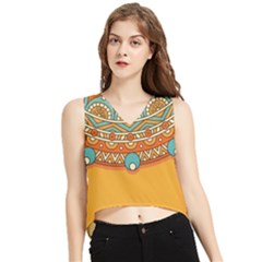 Mandala Orange V-neck Cropped Tank Top by goljakoff