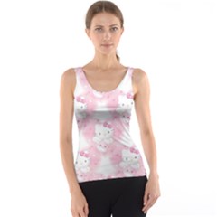 Hello Kitty Pattern, Hello Kitty, Child, White, Cat, Pink, Animal Women s Basic Tank Top by nateshop