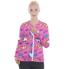 Hello Kitty, Cute, Pattern Casual Zip Up Jacket