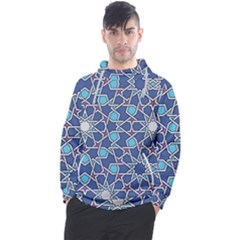 Islamic Ornament Texture, Texture With Stars, Blue Ornament Texture Men s Pullover Hoodie by nateshop