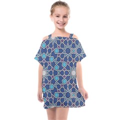 Islamic Ornament Texture, Texture With Stars, Blue Ornament Texture Kids  One Piece Chiffon Dress by nateshop